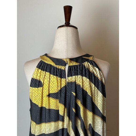Chico's Black And Gold Zebra Print Jersey Sleeveless Halter Neck Maxi Dress S - Picture 8 of 14